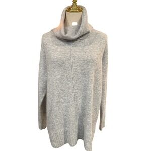 LOFT Womens Gray Heathered Cowl Neck Tunic Sweater Large Long Sleeve‎ Very Soft